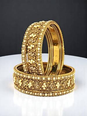 9blings set of 6 gold plated oval design bangle set 1