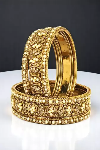 9blings set of 6 gold plated oval design bangle set