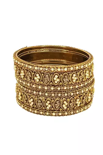 9blings set of 6 gold plated oval design bangle set