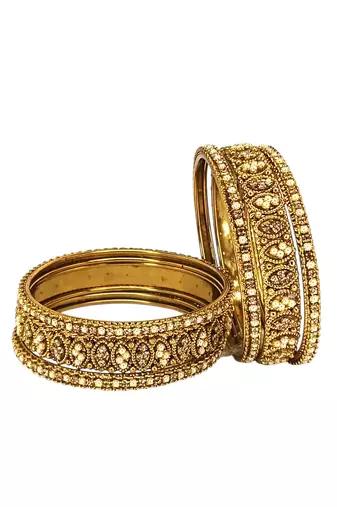 9blings set of 6 gold plated oval design bangle set
