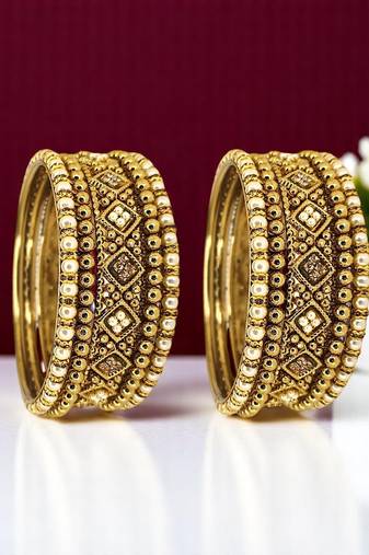 9blings set of 10 gold plated beads studded chuda set