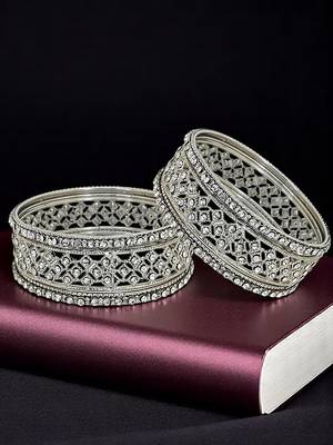 9blings set of 6 silver plated cubic zircon studded bangle set 1