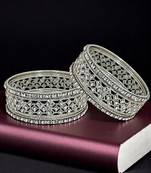 9blings set of 6 silver plated cubic zircon studded bangle set