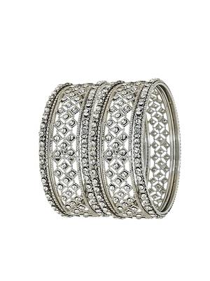 9blings set of 6 silver plated cubic zircon studded bangle set 2