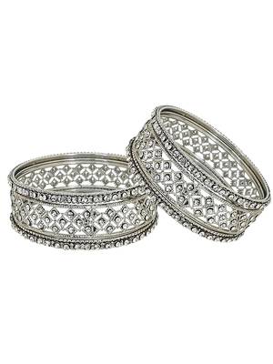 9blings set of 6 silver plated cubic zircon studded bangle set 3