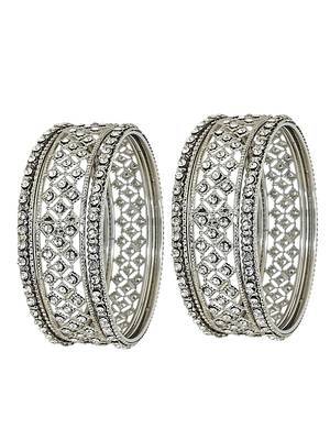 9blings set of 6 silver plated cubic zircon studded bangle set 4