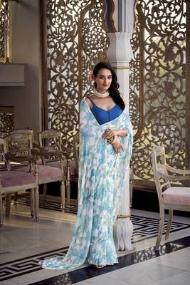 firozy Marbal Foral Printed Saree 4