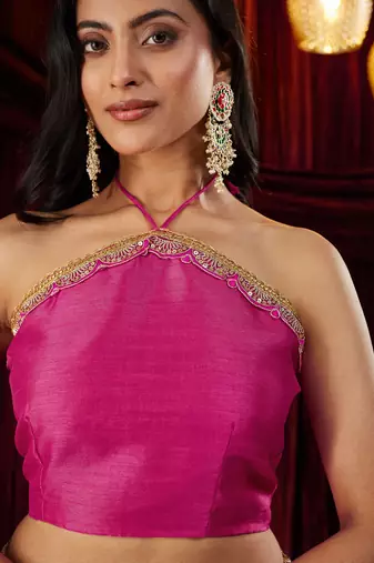 Cotton silk blue sequinned embellished saree