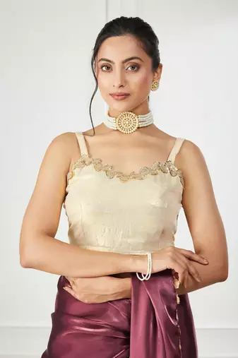 Organza purple sequinned embellished saree
