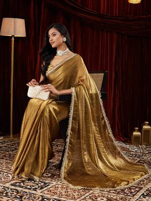 Tissue gold sequinned embellished saree 1