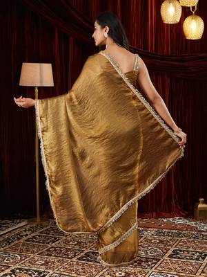 Tissue gold sequinned embellished saree 2