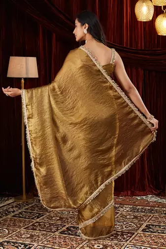 Tissue gold sequinned embellished saree