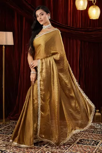 Tissue gold sequinned embellished saree