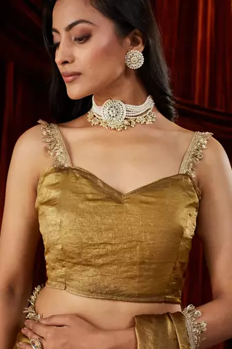 Tissue gold sequinned embellished saree