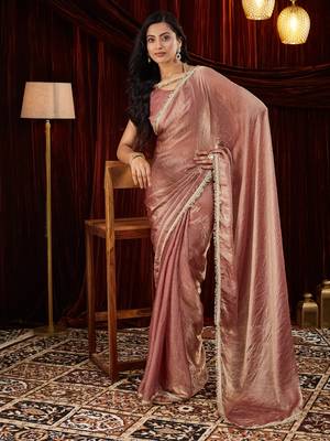 Tissue mauve sequinned embellished saree 1