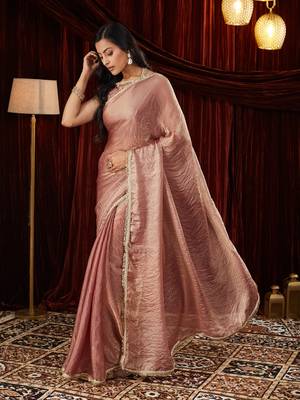 Tissue mauve sequinned embellished saree 3