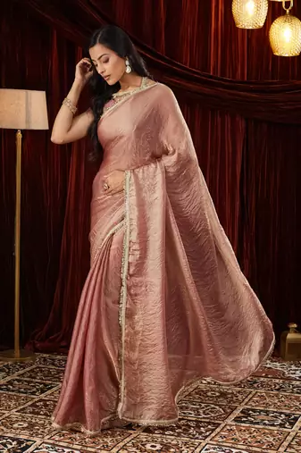 Tissue mauve sequinned embellished saree