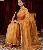 Organza gold embellished saree