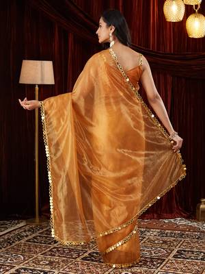 Organza gold embellished saree 2