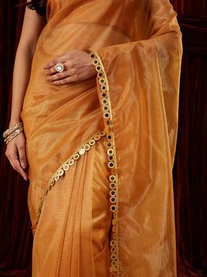 Organza gold embellished saree 5