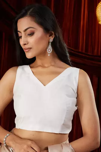 Organza cream embroidered saree