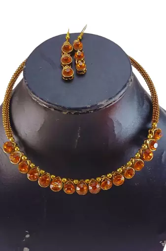 Free size brass brown stone stud hasli