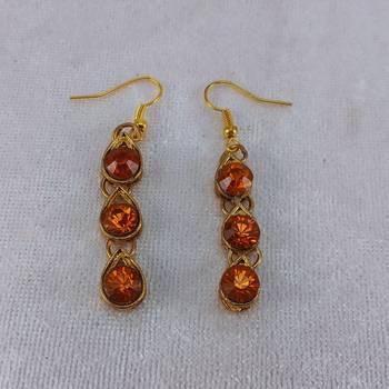 Free size brass brown stone stud hasli 4