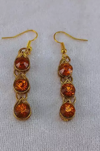 Free size brass brown stone stud hasli