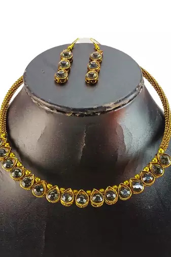 Free size brass grey stone stud hasli