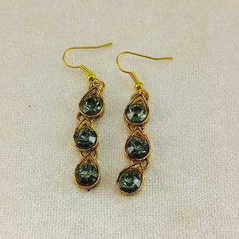 Free size brass grey stone stud hasli 4