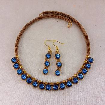 Free size brass light blue stone stud hasli 1