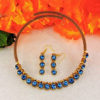 Free size brass light blue stone stud hasli 2