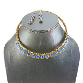 Free size brass light blue stone stud hasli 3