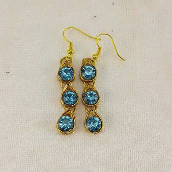 Free size brass light blue stone stud hasli 4