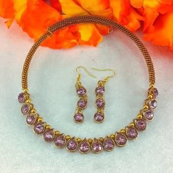 Free size brass purple stone stud hasli 2