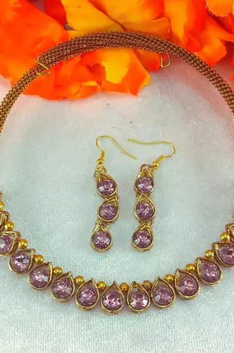 Free size brass purple stone stud hasli