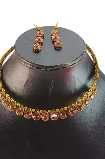 Free size brass purple stone stud hasli