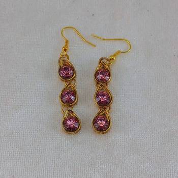 Free size brass purple stone stud hasli 4