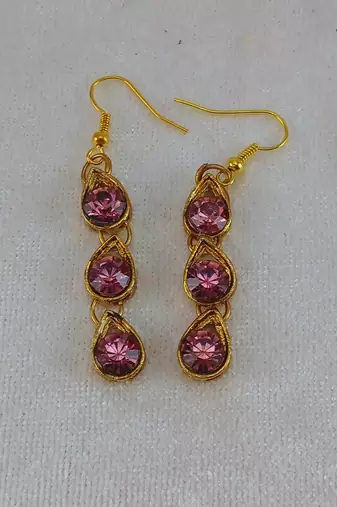 Free size brass purple stone stud hasli