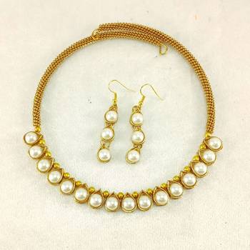 Free size brass white moti stud hasli 1