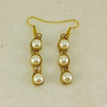 Free size brass white moti stud hasli 4