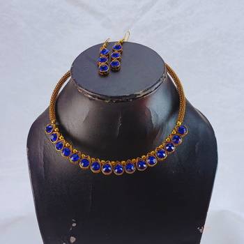 Free size brass blue stone stud hasli 3