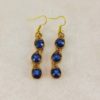 Free size brass blue stone stud hasli 4