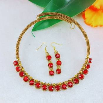 Free size brass red stone stud hasli 2
