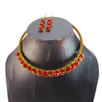 Free size brass red stone stud hasli 3
