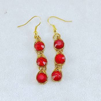 Free size brass red stone stud hasli 4