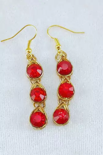 Free size brass red stone stud hasli