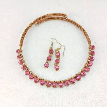 Free size brass pink stone stud hasli 1