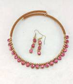 Free size brass pink stone stud hasli