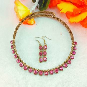 Free size brass pink stone stud hasli 2